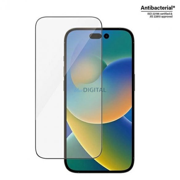 Sticlă securizată antibacteriană PanzerGlass cu poziție ultra-largă cu poziționare pentru iPhone 14 Pro