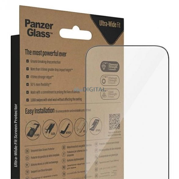 Sticlă securizată antibacteriană PanzerGlass cu poziție ultra-largă cu poziționare pentru iPhone 14 Pro