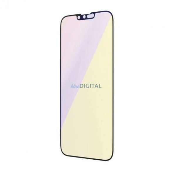 Sticlă securizată antibacteriană PanzerGlass cu potrivire ultra-largă cu filtru de lumină albastră și poziționator pentru iPhone 14 Plus / 13 Pro Max