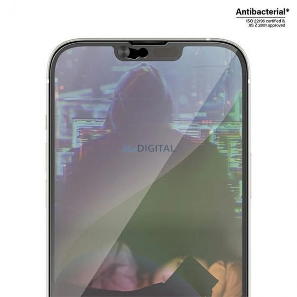 Sticlă călită antibacteriană PanzerGlass Ultra-Wide Fit cu capac pentru cameră și poziționator iPhone 14 Plus / 13 Pro Max