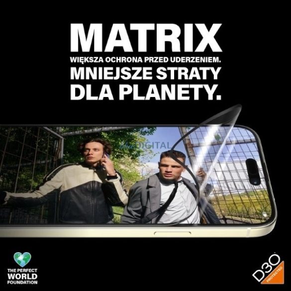 Sticlă hibridă PanzerGlass Matrix Ultra-Wide-Fit pentru iPhone 15 Plus cu poziționator