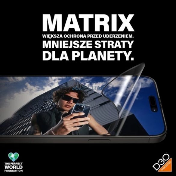 Sticlă hibridă PanzerGlass Matrix Ultra-Wide-Fit pentru iPhone 15 Pro Max cu poziționator