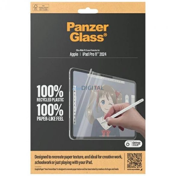 Folie antibacteriană PanzerGlass GraphicPaper cu filtru de strălucire pentru iPad Pro 11" 2024