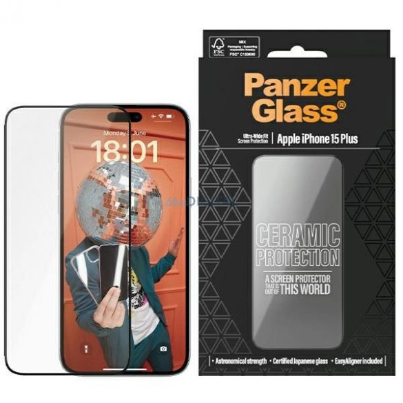 PanzerGlass Ceramic Protection sticla ceramica pentru iPhone 15 Plus cu pozitionator