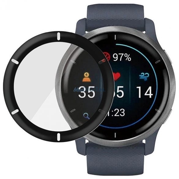 Protecție ecran PanzerGlass SmartWatch pentru ceasurile inteligente Garmin Venu 2 / Venu 2 Plus / Vivoactive 4 - cu cadru negru