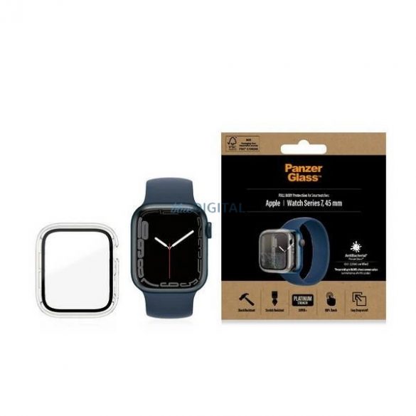 Husa PanzerGlass Full Body pentru Apple Watch 7 / 8 45 mm - transparenta