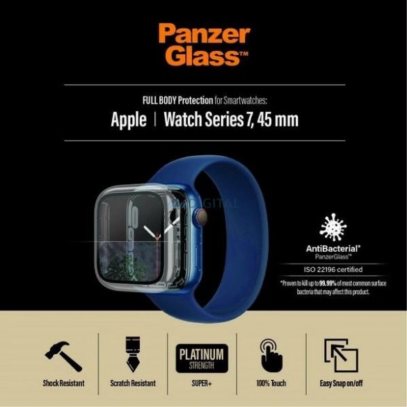 Husa PanzerGlass Full Body pentru Apple Watch 7 / 8 45 mm - transparenta