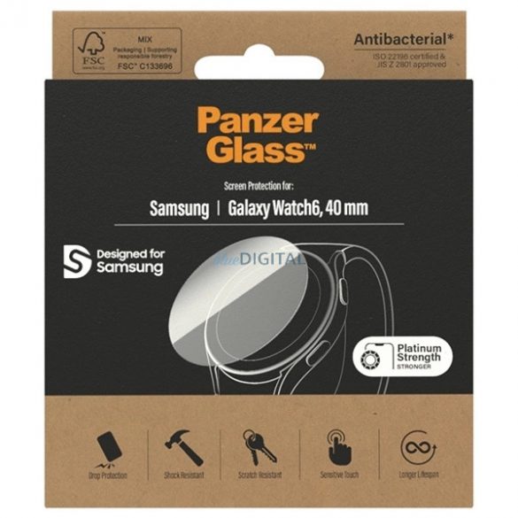 Protector de ecran PanzerGlass antibacterian pentru Samsung Galaxy Watch 6 40 mm