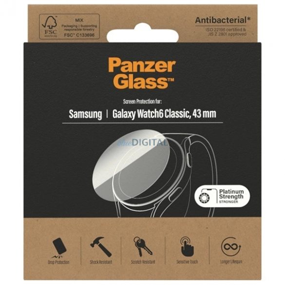 Protector ecran PanzerGlass sticla antibacteriana pentru Samsung Galaxy Watch 6 Classic 43 mm