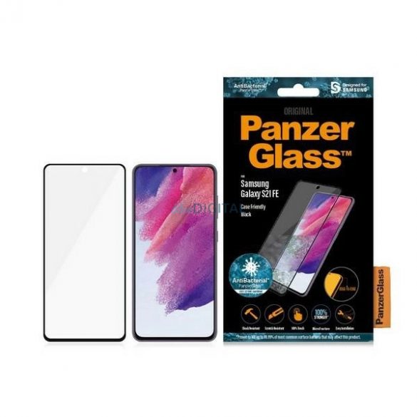 Sticlă antibacteriană PanzerGlass E2E Microfractură pentru Samsung Galaxy S21 FE - cu cadru negru