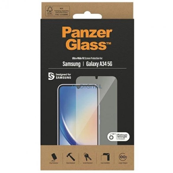 Sticlă călită PanzerGlass Ultra-Wide Fit pentru Samsung Galaxy A34 5G