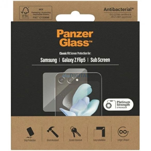 Sticlă antibacteriană PanzerGlass Classic Fit pentru Samsung Galaxy Z Flip 5