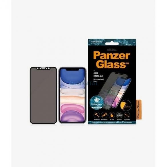 PanzerGlass E2E Super+ sticla securizata pentru intimitate pentru iPhone XR / 11 - cu rama neagra