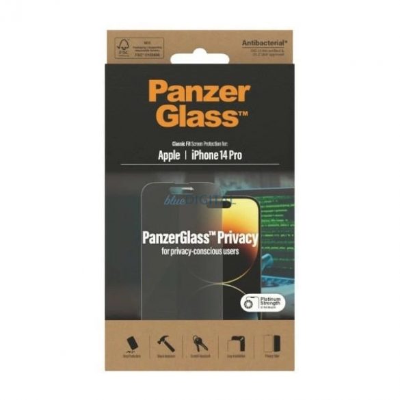 Sticlă antibacteriană PanzerGlass Classic Fit pentru iPhone 14 Pro