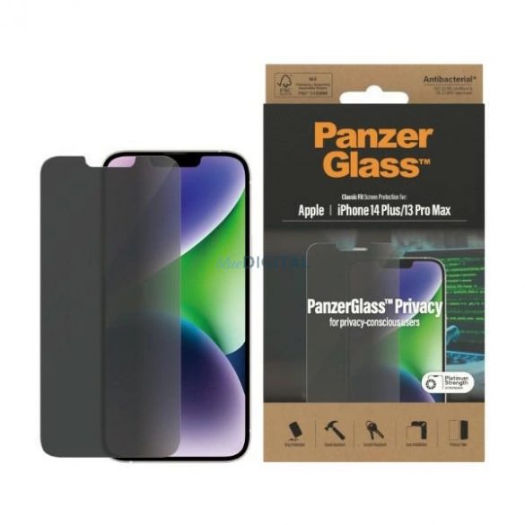 Sticlă antibacteriană PanzerGlass Classic Fit pentru iPhone 14 Plus/13 Pro Max