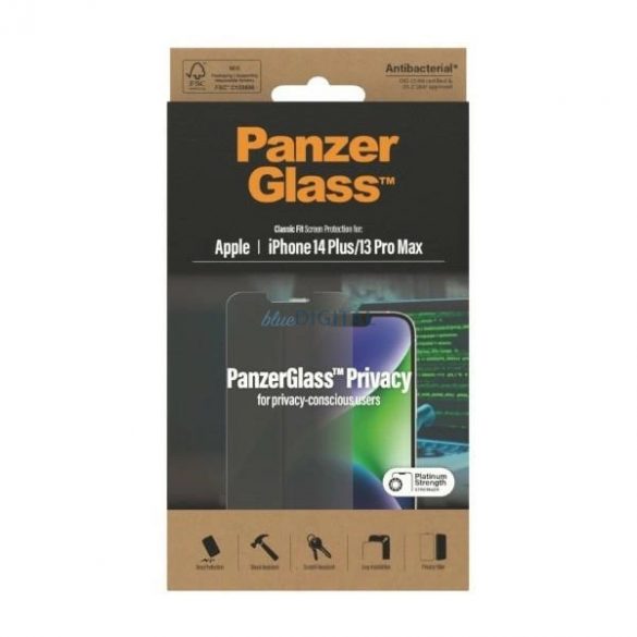 Sticlă antibacteriană PanzerGlass Classic Fit pentru iPhone 14 Plus/13 Pro Max