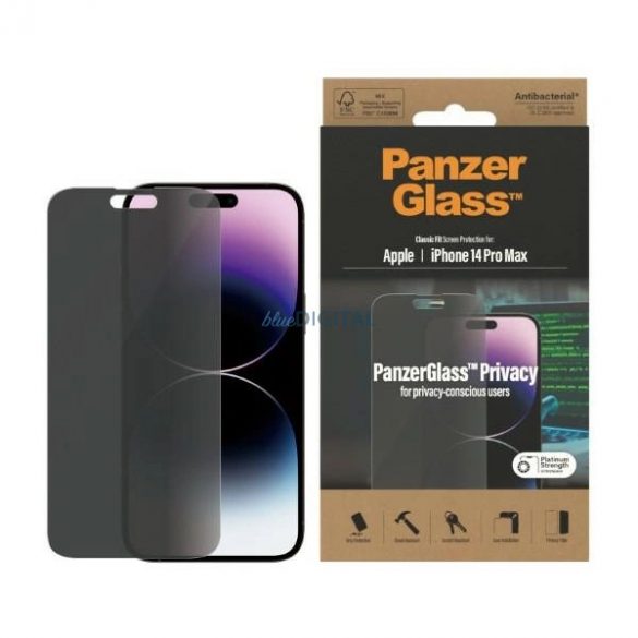 Sticlă antibacteriană PanzerGlass Classic Fit pentru iPhone 14 Pro Max