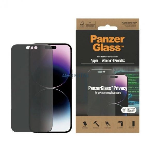 Sticlă securizată antibacteriană PanzerGlass Ultra-Wide Fit pentru iPhone 14 Pro Max