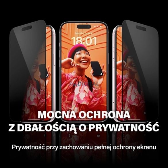 Sticlă securizată pentru confidențialitate PanzerGlass Ultra-Wide Fit cu poziționare pentru iPhone 15 Pro Max