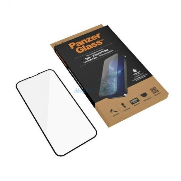 Sticla antibacteriana PanzerGlass E2E Microfractura pentru iPhone 13 Pro Max - cu rama neagra