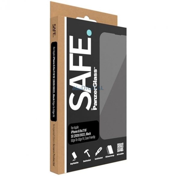 SAFE by PanzerGlass Sticlă temperată Edge-to-Edge pentru iPhone SE 2020 / SE 2022 / 8 / 7 / 6 / 6s - cu cadru negru