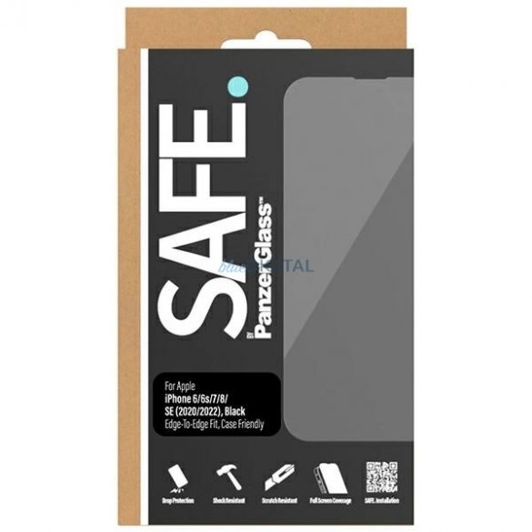 SAFE by PanzerGlass Sticlă temperată Edge-to-Edge pentru iPhone SE 2020 / SE 2022 / 8 / 7 / 6 / 6s - cu cadru negru