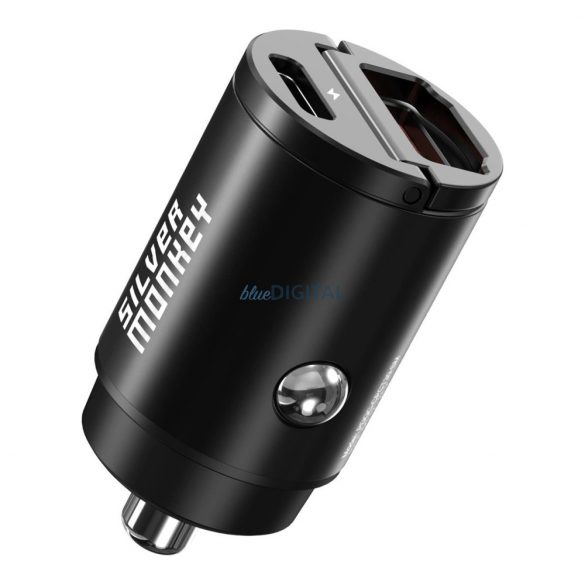 Silver Monkey PDQC-CPCT30-SM încărcător auto 30W 1x USB-C PD 1xUSB-A QC - negru