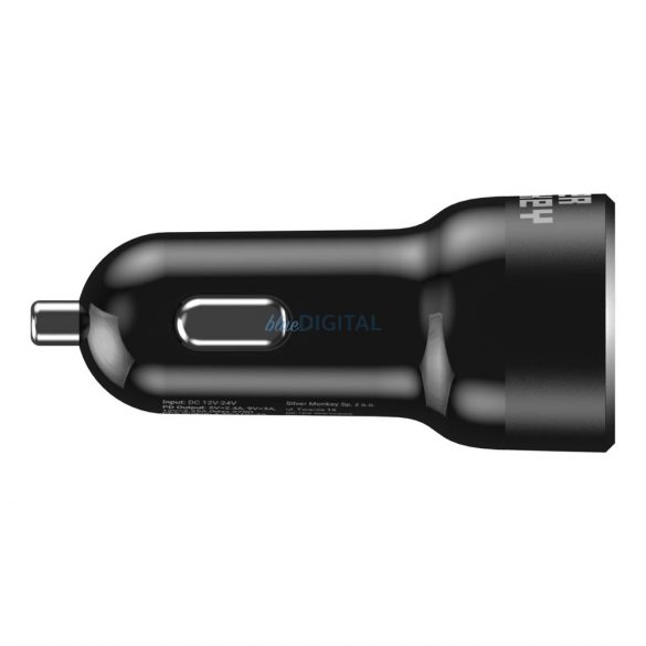 Silver Monkey SMA078 încărcător auto 1xUSB-C 1xUSB-A 45W PD QC - negru