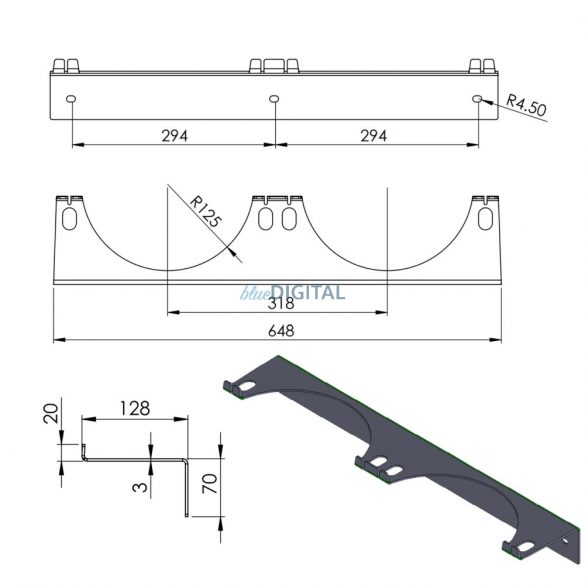 Suport de perete pentru 2 butelii de gaz, max. diametru 250 mm cilindri PRO-LINE