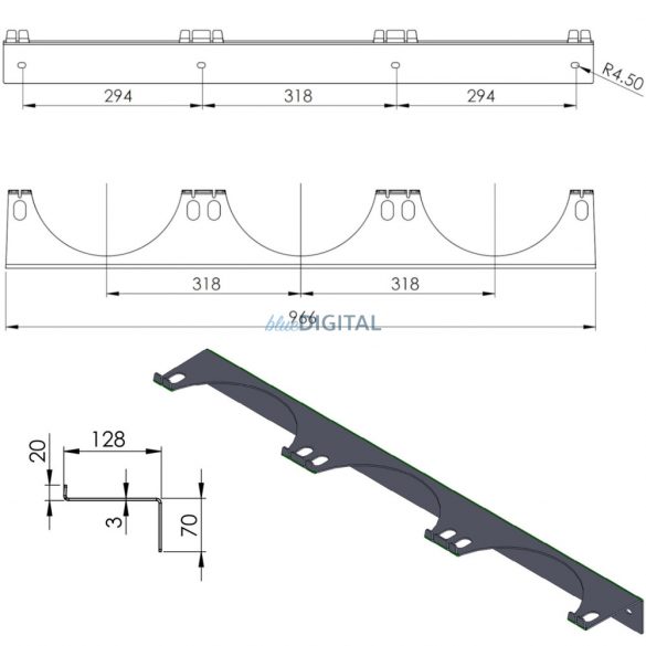 Suport de perete pentru 3 butelii de gaz, max. diametru 250 mm cilindri PRO-LINE