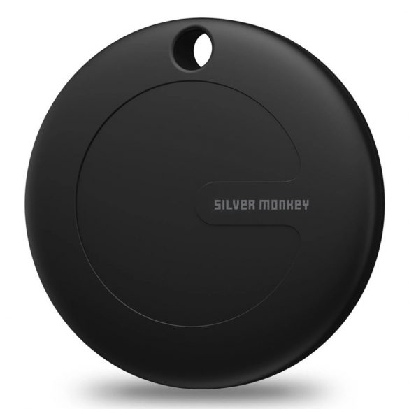 Localizator din silicon Silver Monkey Tag, compatibil cu husa Apple Find My + - negru