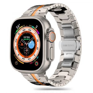 Bratara Tech-Protect Stainless Line pentru Apple Watch 4 / 5 / 6 / 7 / 8 / 9 / SE / Ultra 1 / 2 (42/44/45/49 mm) - portocaliu titan