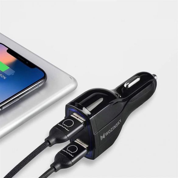 Încărcător auto Wozinsky WCC-01 cu conectori 2xUSB-A și 1xUSB-C