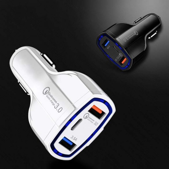 Încărcător auto Wozinsky WCC-01 cu conectori 2xUSB-A și 1xUSB-C