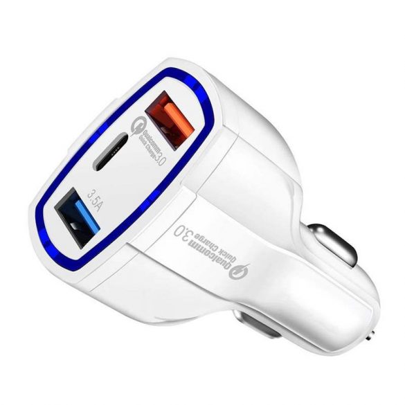 Încărcător auto Wozinsky WCC-01 cu conectori 2xUSB-A și 1xUSB-C