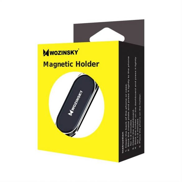 Suport magnetic pentru telefon auto Wozinsky cu autocolant, negru (WMH-06) (F16)