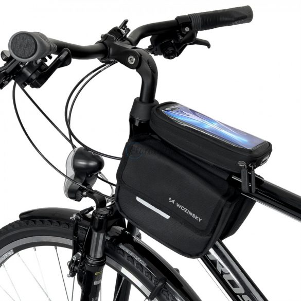 Wozinsky cadru biciclete sac biciclete pannier impermeabil telefon husă 1.5l negru (WBB26BK)