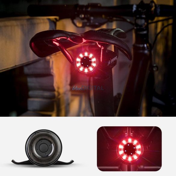 Lampă LED spate pentru bicicletă Wozinsky cu lumină roșie micro USB 5 moduri negru (WRBLB2)