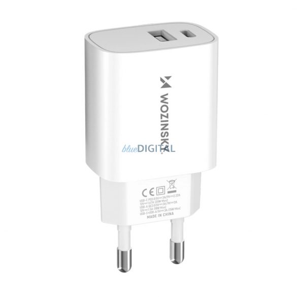 Ładowarka sieciowa Wozinsky WGWCW USB-A USB-C 20W - biała