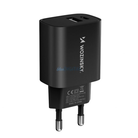 Ładowarka sieciowa Wozinsky WGWCB USB-A USB-C 20W - czarna