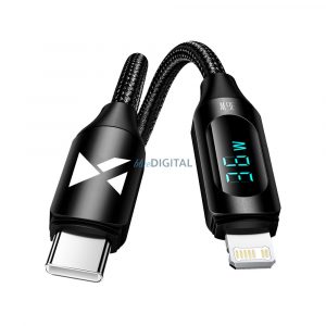 Cablu USB-C - Lightning Wozinsky WUCLC2 cu Display LED 36W 2m - Negru