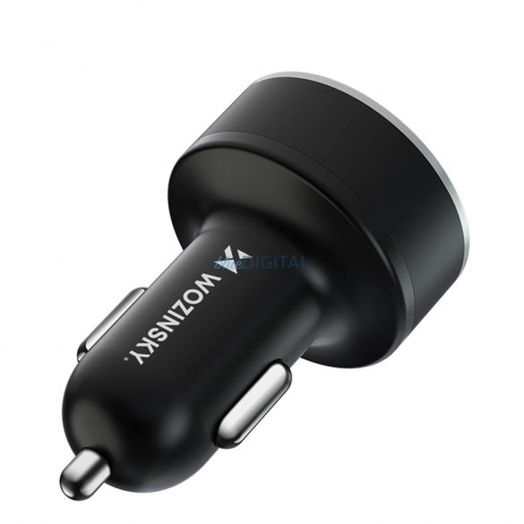 Wozinsky WDCCB încărcător auto cu afișaj 2xUSB-A și 2xUSB-C conexiune 50W - negru