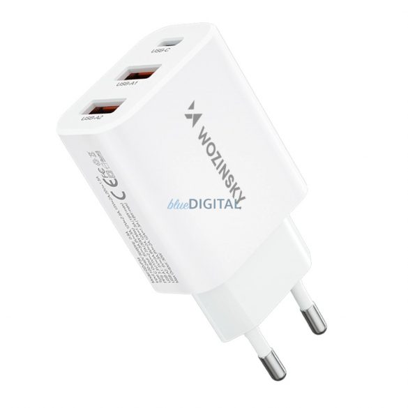 Wozinsky CWCUCW 30W USB-C / 2 x USB-A încărcător de perete - alb