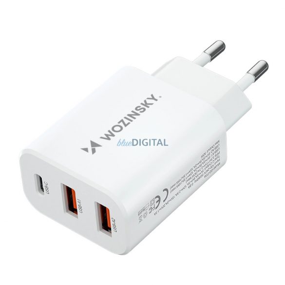 Wozinsky CWCUCW 30W USB-C / 2 x USB-A încărcător de perete - alb