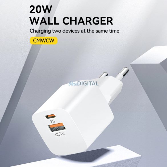 Încărcător de perete Wozinsky CMWCW 20W USB-C / USB-A - alb