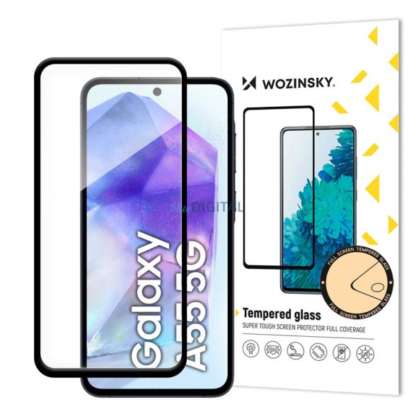 Adeziv complet din sticlă temperată Wozinsky pentru Samsung Galaxy A55 cu cadru negru