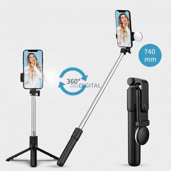 SelfieBot WR1YXS Trepied telescopic cu lumină 0.71m - negru