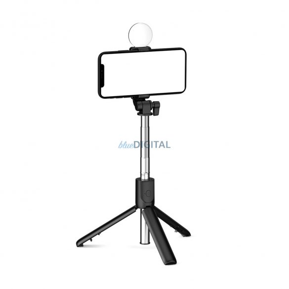 Selfie stick WH1YXS trepied telescopic cu lumină 1m - negru