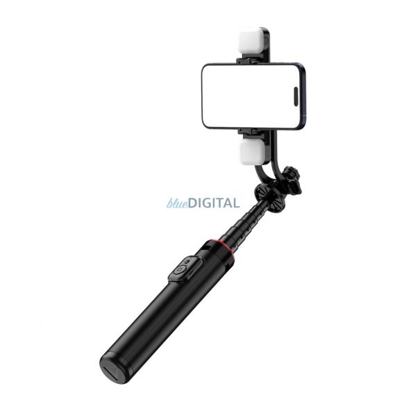 Selfie stick WC12YDS Trepied telescopic din aliaj de aluminiu cu lumină 1.3m - negru