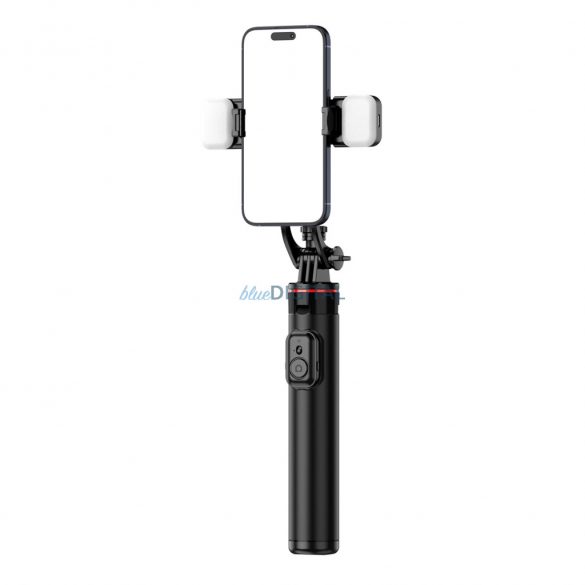 Selfie stick WC12YDS Trepied telescopic din aliaj de aluminiu cu lumină 1.3m - negru